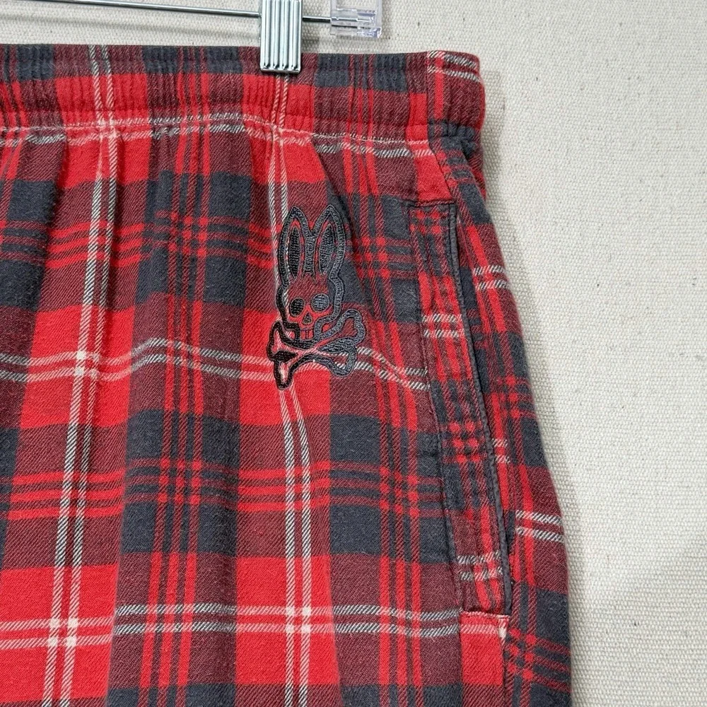 Psycho Bunny Pajama Lounge Pants Men's XL Plaid Red & Gray Drawstring